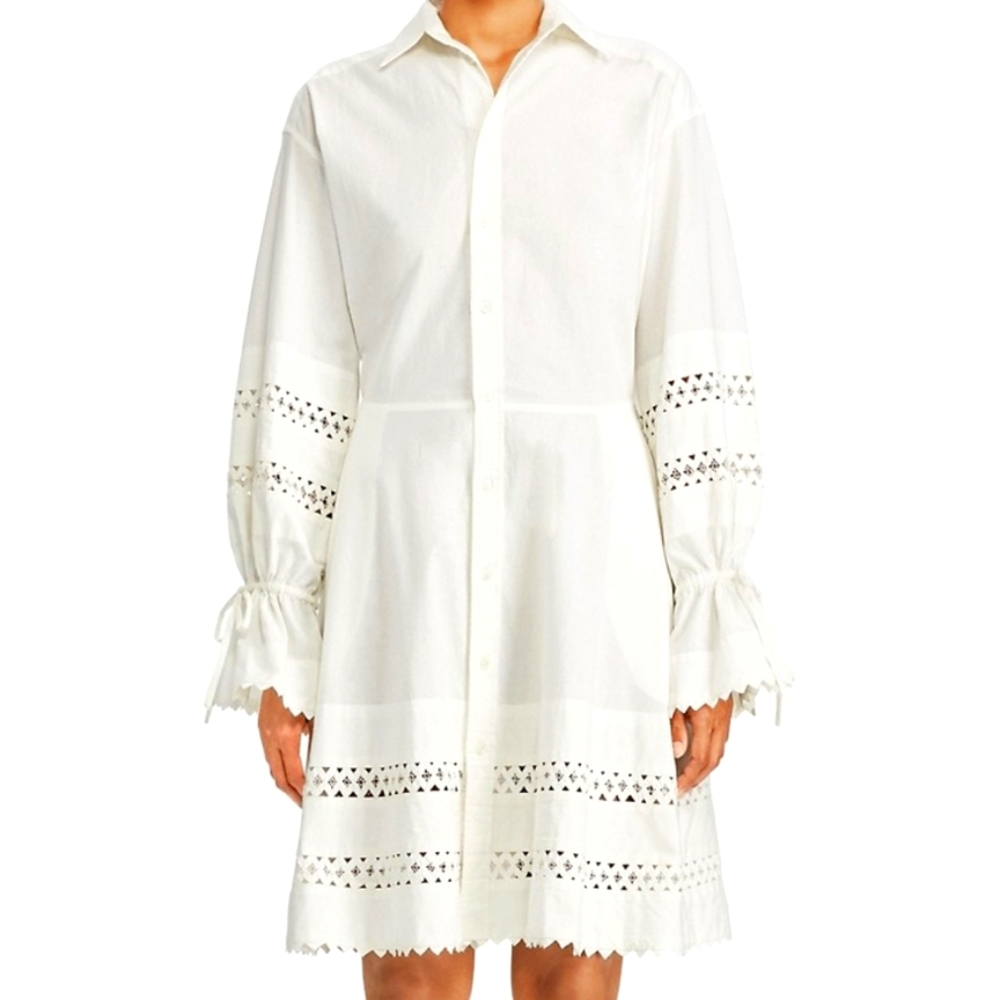 NWT PRL Jasper Long-Sleeve Lace Eyelet Shirtdress